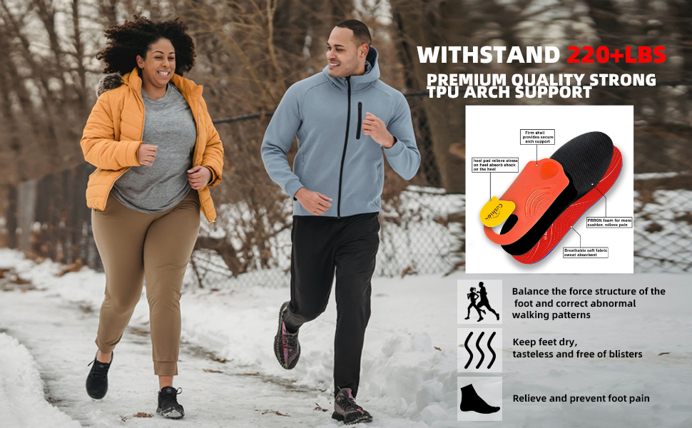 Heavy-Duty Orthotic Insoles, 220+ lbs Support