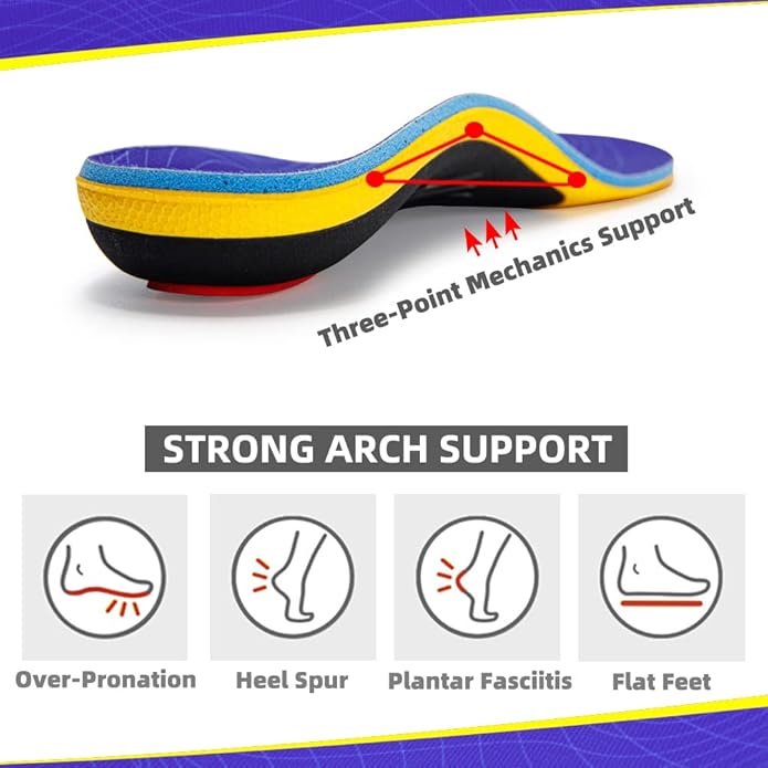 Heavy-Duty Orthotic Insoles, 220+ lbs Support
