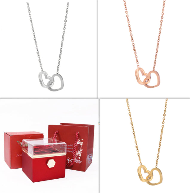 Double Heart Pendant Necklace