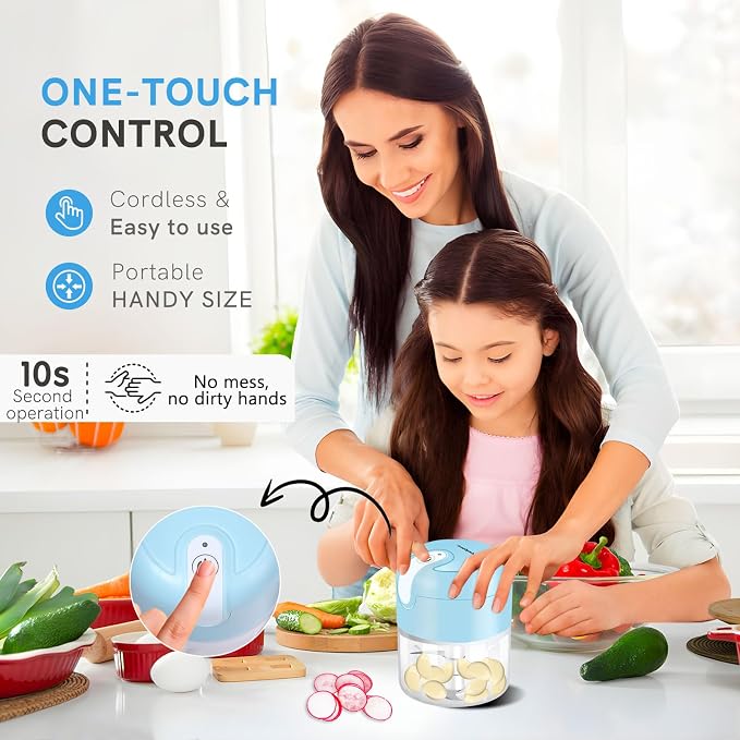 Cordless One-Touch Electric Food Chopper & Vegetable Processor