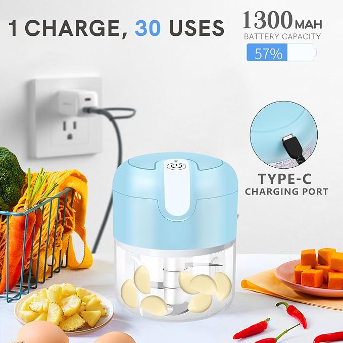 Cordless One-Touch Electric Food Chopper & Vegetable Processor