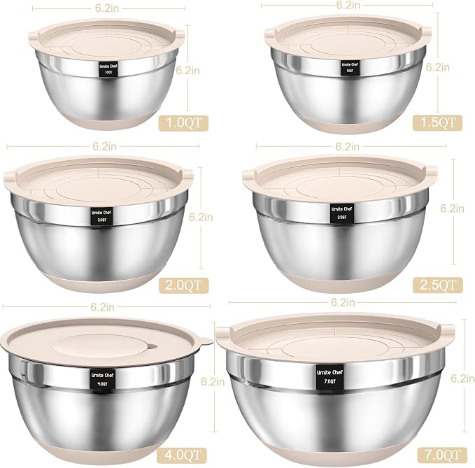 3-in-1 Stainless Steel Mixing Bowl Set with Grater & Slicer Attachments