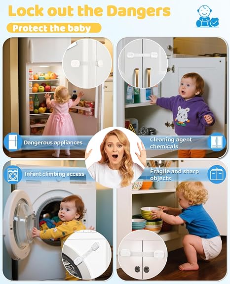 Adjustable Child Safety Cabinet Locks for Cabinets & Drawers
