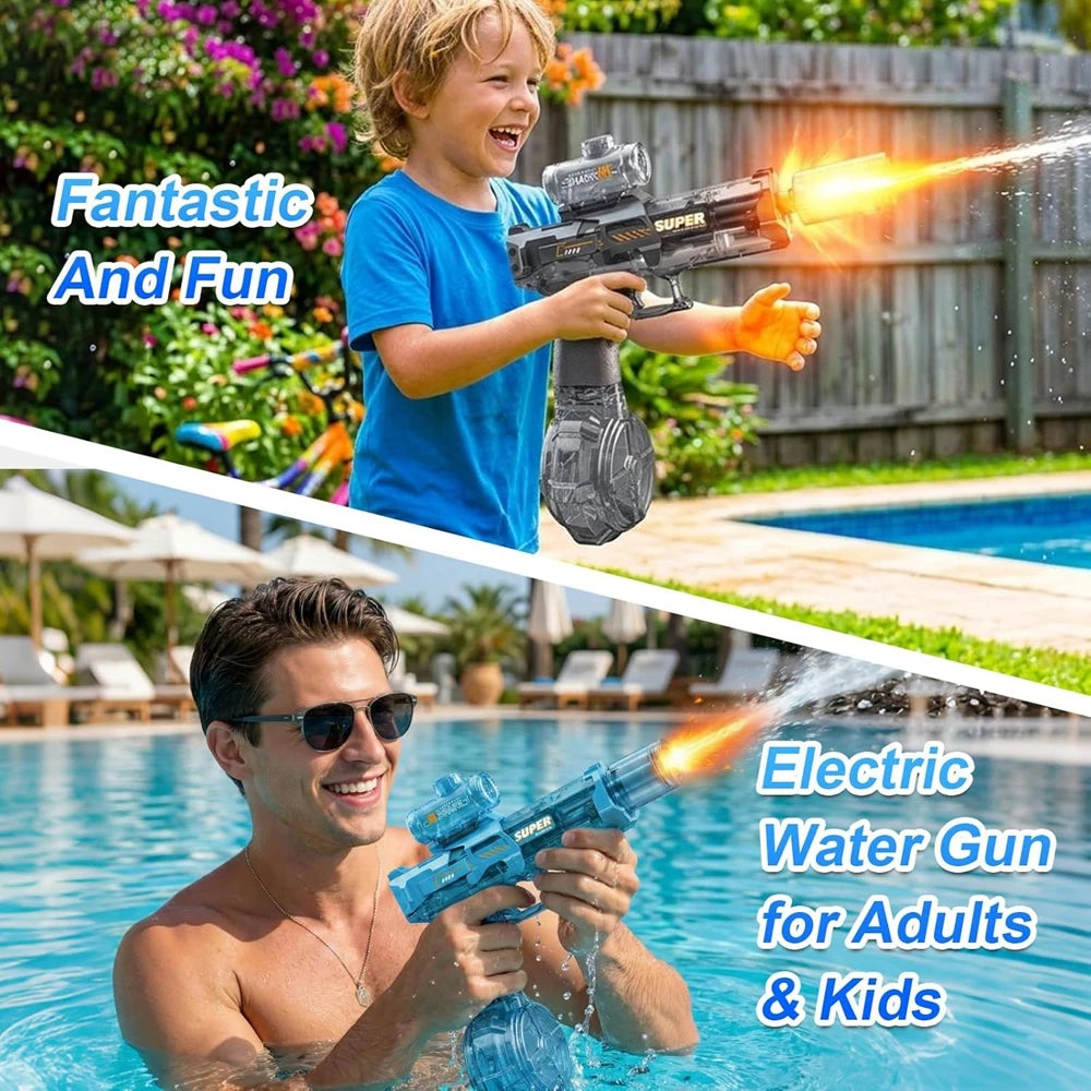 Electric Water Blaster Gun Automatic Water Pistol Led Light Summer Toy for Kids