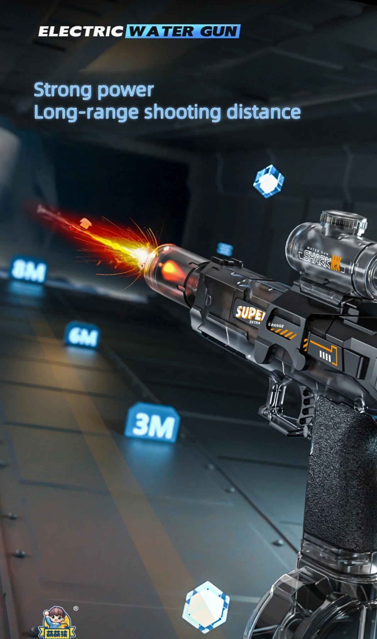 Firelight Electric Auto Water Gun - Integrated Linked Recoil & Pulse Flame Light Effects, Water Fight Toy