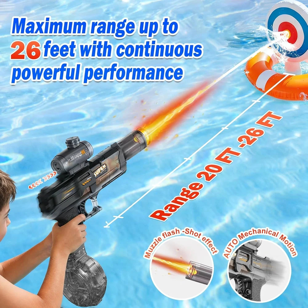 Electric Water Blaster Gun Automatic Water Pistol Led Light Summer Toy for Kids