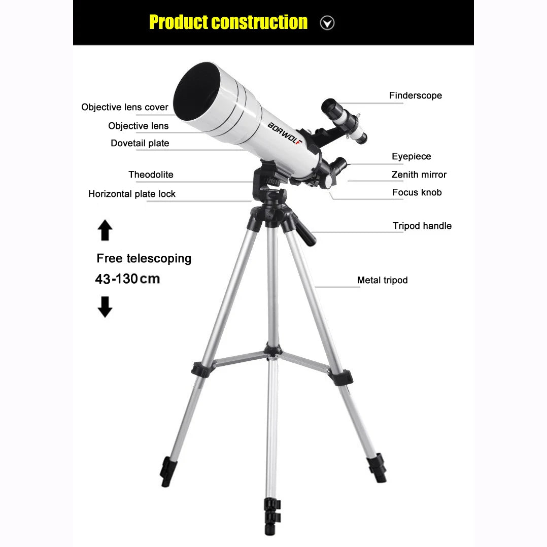 Borwolf 40070 HD Telescope – 333x Zoom
