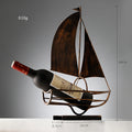 Vintage Bronze Sailboat Wine Rack Sculpture