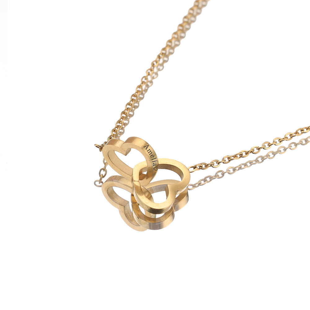 Double Heart Pendant Necklace