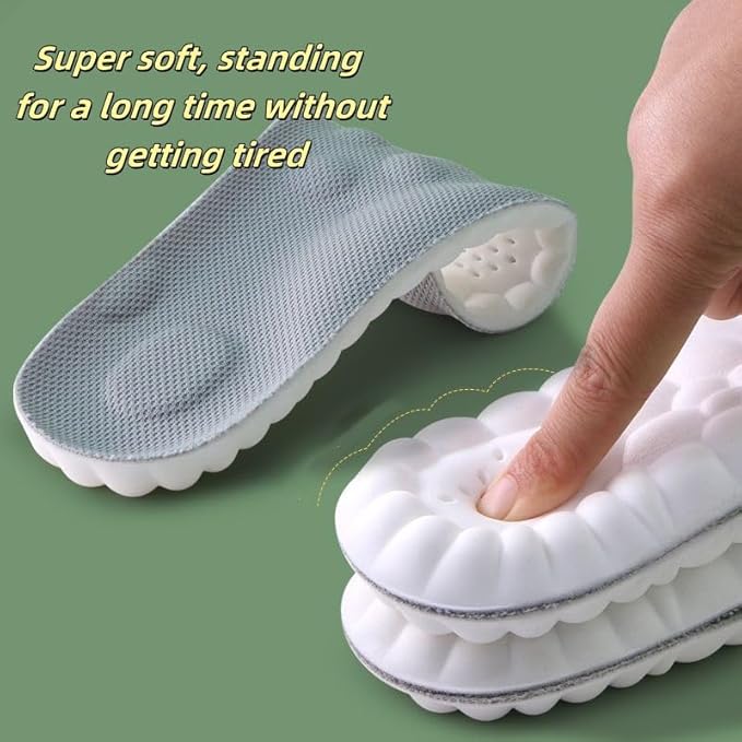 Insoles for Women man,Cloud Soles for Men Women,4D Cloud Soles for Men,Anti Fatigue, Shock Absorption, Foot Pain Relief (Gray, L)