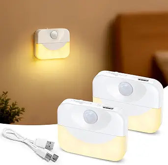 Plug-in LED Motion Sensor Night Light - Warm White Eye-Safe Lighting