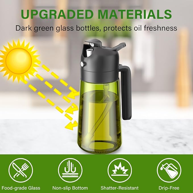 2-in-1 Olive Oil Sprayer & Dispenser Bottle for Cooking & Air Fryer