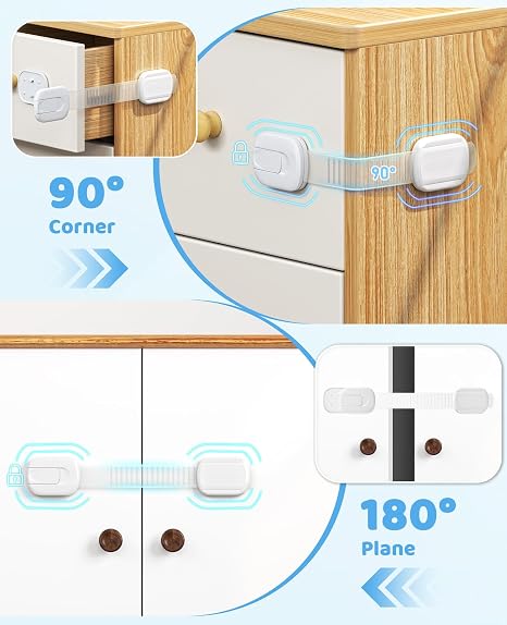 Adjustable Child Safety Cabinet Locks for Cabinets & Drawers