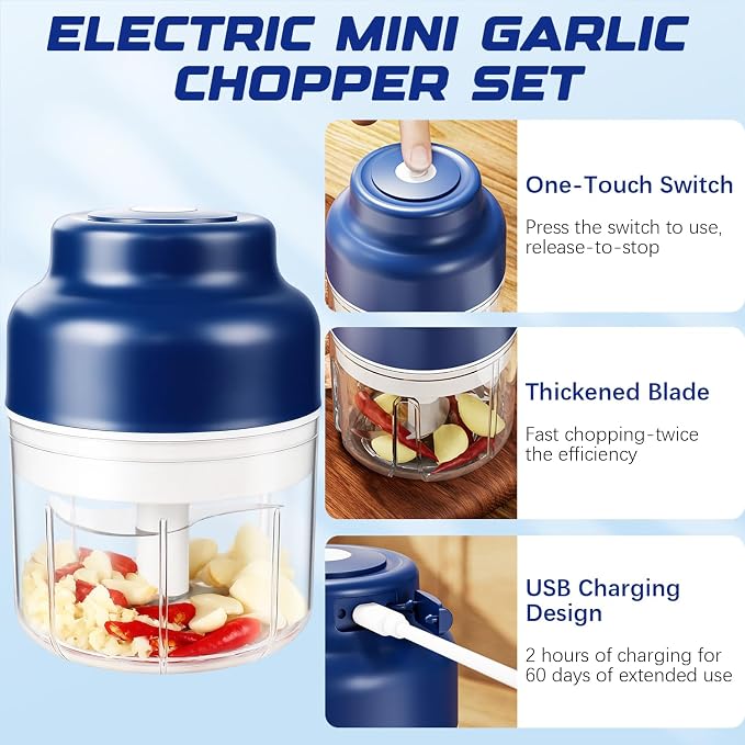 Portable Electric Garlic Press & Mini Food Chopper