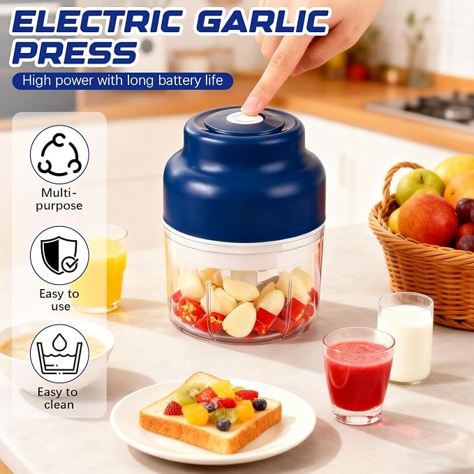 Portable Electric Garlic Press & Mini Food Chopper