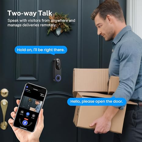 Wireless Video Doorbell Camera with AI Motion Detection & Two-Way Audio