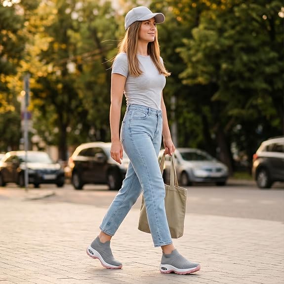 Women's Slip-On Air Cushion Mesh Walking Sneakers - Orthopedic Support