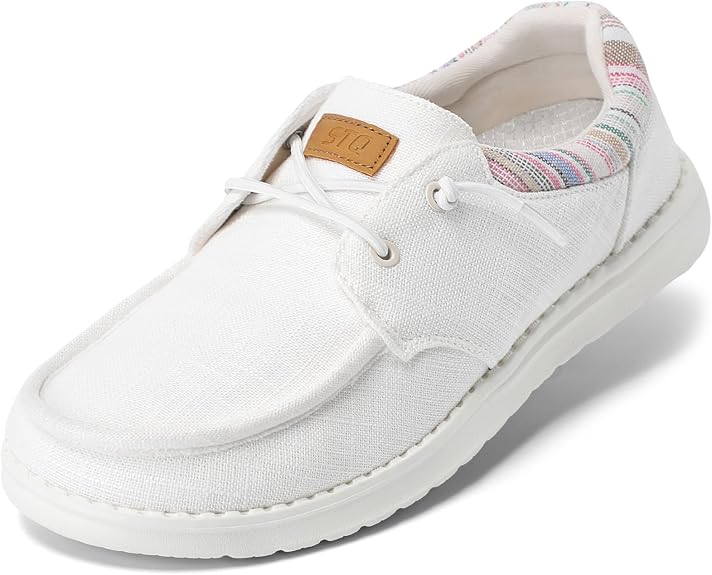 STQ Womens Slip On Loafers Arch Support Boat Casual Shoes | Lightweight, Travel, Teacher Shoe, Standing All Day