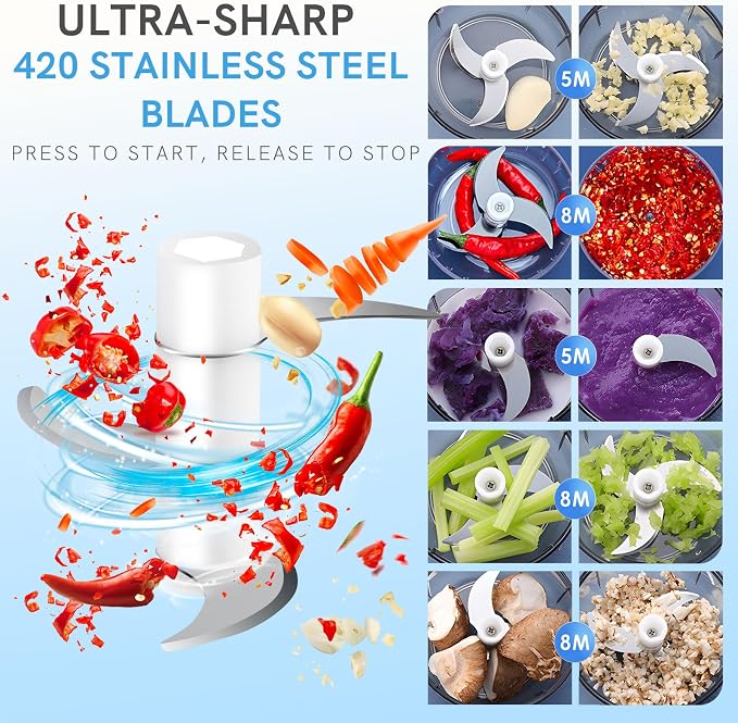 Cordless One-Touch Electric Food Chopper & Vegetable Processor