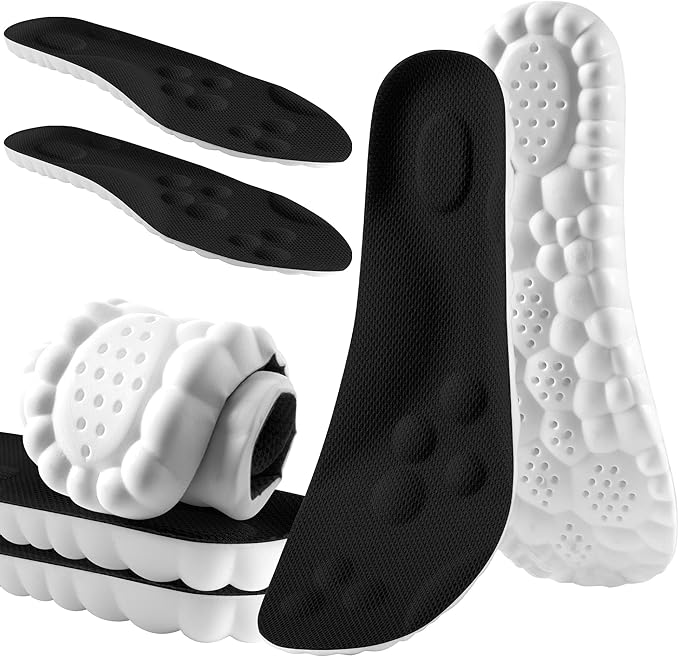 4D Cloud Steppers Insoles for Men Women - Memory Foam Arch Support Inserts for Heel & Foot Comfort, Shock Absorption Cushioned Insoles for Standing, Running, Work Boots & Sneakers