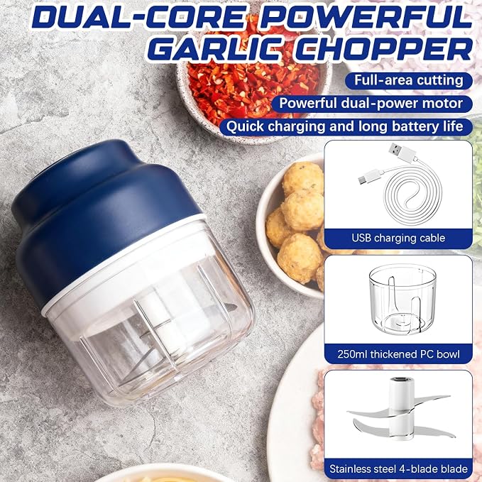 Portable Electric Garlic Press & Mini Food Chopper
