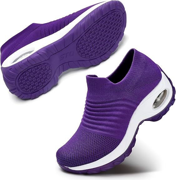 Women's Slip-On Air Cushion Mesh Walking Sneakers - Orthopedic Support