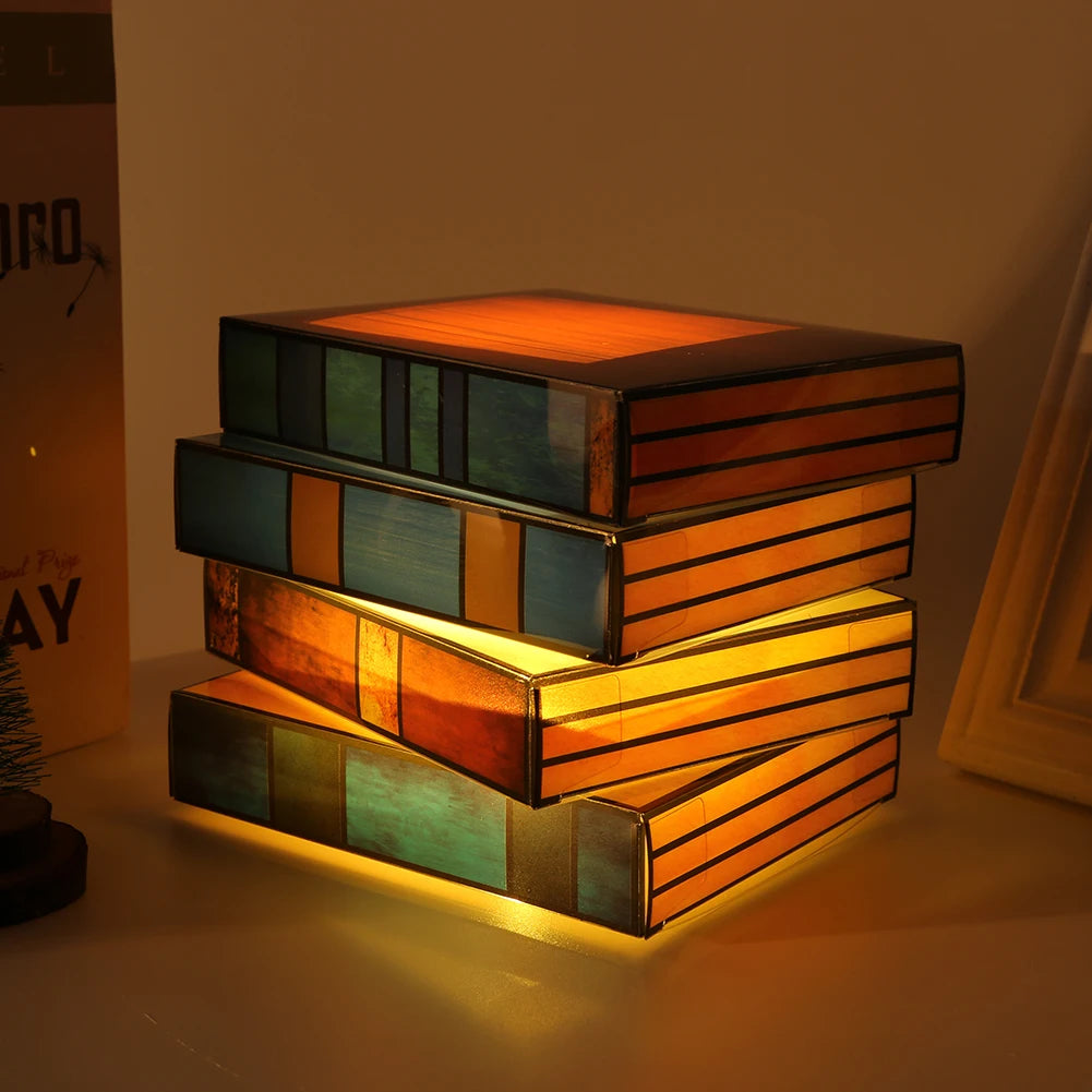 Stained Glass Stacked Books Lamp