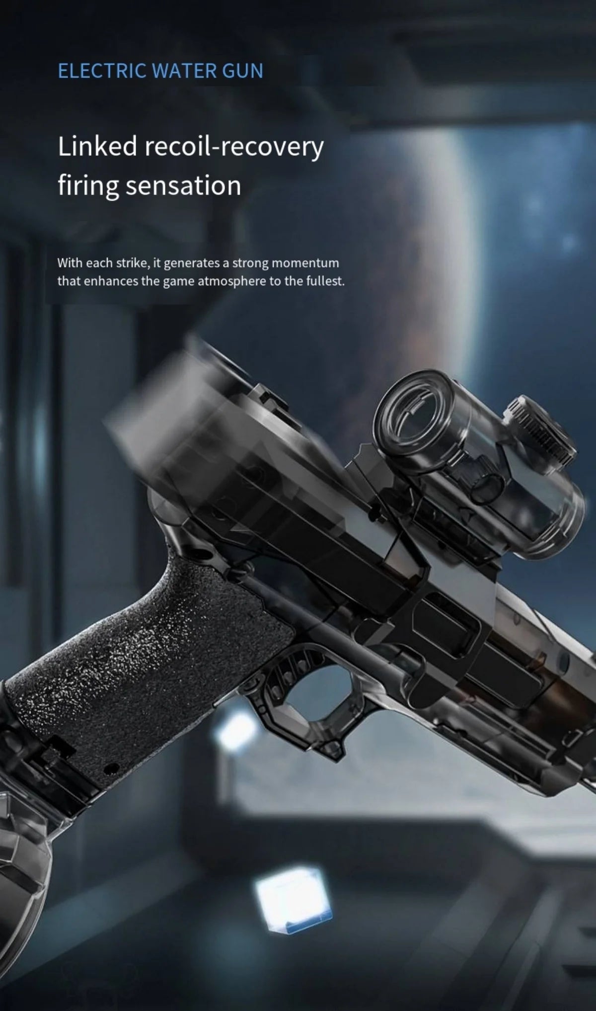 Firelight Electric Auto Water Gun - Integrated Linked Recoil & Pulse Flame Light Effects, Water Fight Toy