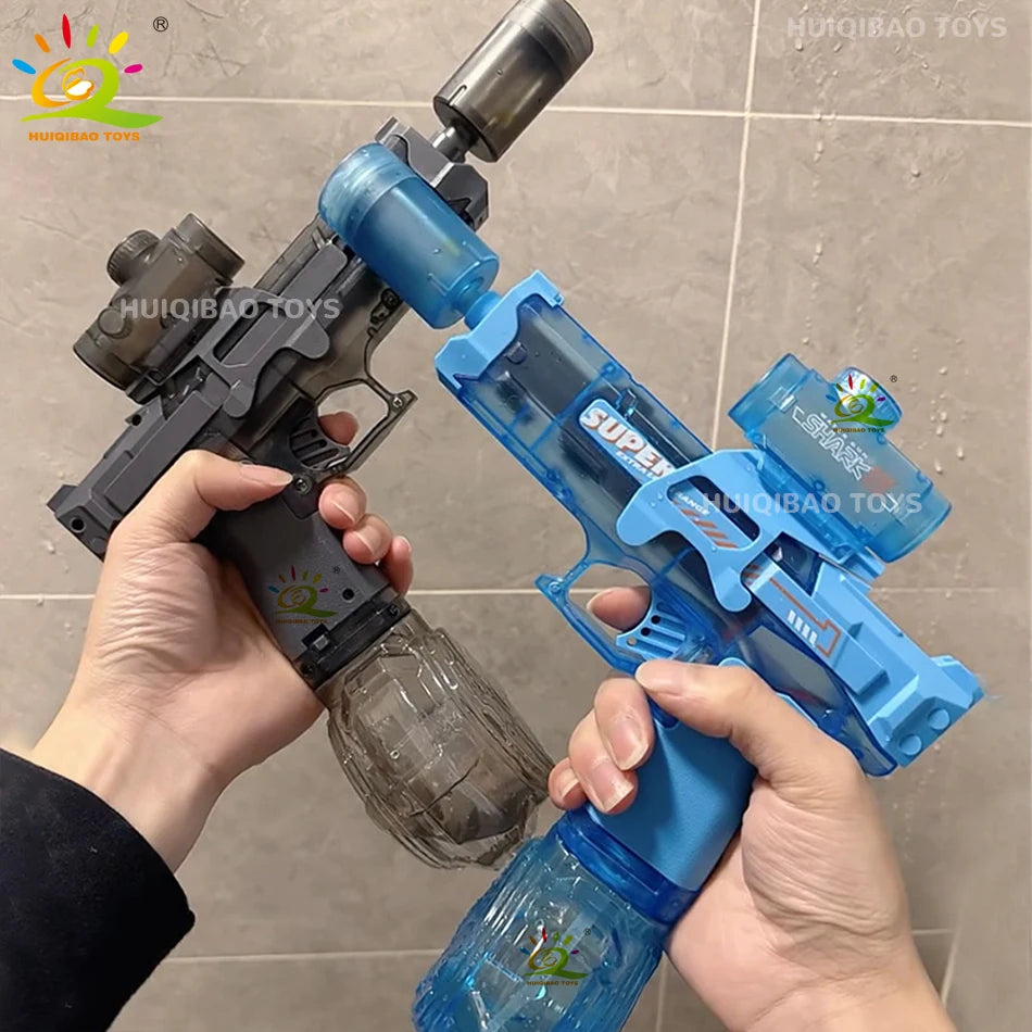 HUIQIBAO Electric Pulse Water Gun Simulated Flame Sensor Light Fully Automatic Fights Toy Water Pistol Outdoor Beach Toys Adult